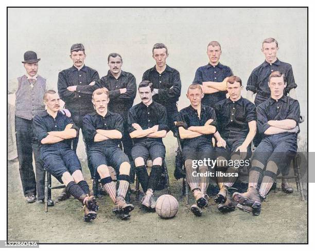 antique photo: football soccer team - woolwich stock illustrations