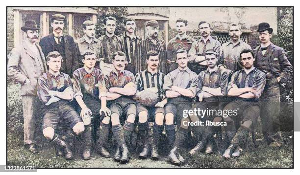 antique photo: football soccer team, polytechnic - sports team stock illustrations