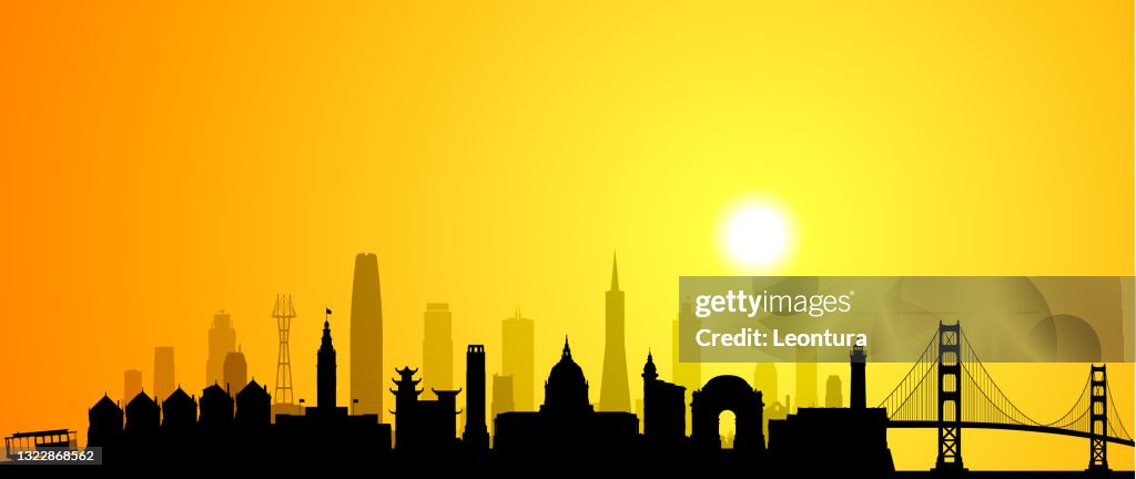 San Francisco Skyline Silhouette (All Buildings are Complete and Moveable)