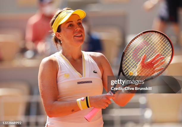 Anastasia Pavlyuchenkova of Russia celebrates after winning her Semi-Final Women's Singles match against Tamara Zidansek of Slovenia during Day...