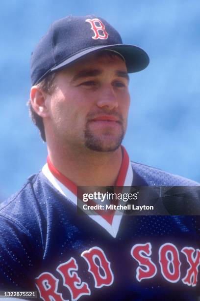 Tim Naehring of the Boston Red Sox looks on during batting practice of a baseball game against the Chicago White Sox on July 2, 1992 at New Comiskey...