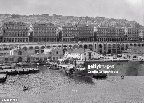 1920s 1930s Colonial Architecture Along The Boulevard L'Imperatrice Algiers Harbor Mediterranean Port Capital City Of Algeria.