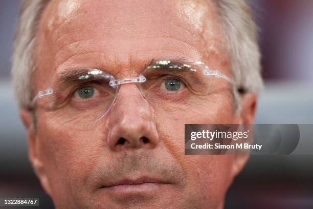 Sven Goran Eriksson the coach of the England team before the FIFA World Cup Group B match between England and Sweden at the Rhein Energie Stadium on...