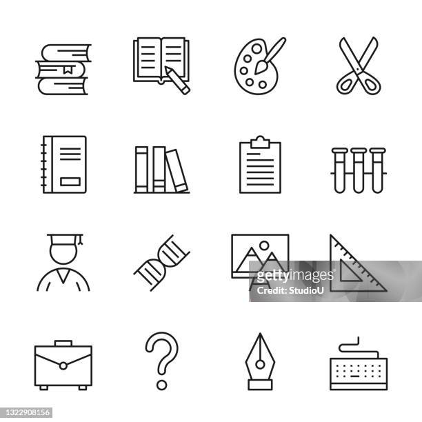higher education line icons - post secondary education stock illustrations