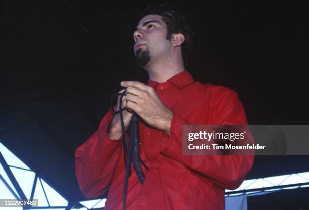 Chino Moreno of The Deftones performs during the "Vans Warped Tour" at Pier 30/32 on July 5, 1998 in San Francisco, California.