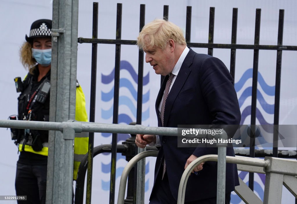 Boris Johnson Visits Falmouth Before G7 Summit Begins On Friday