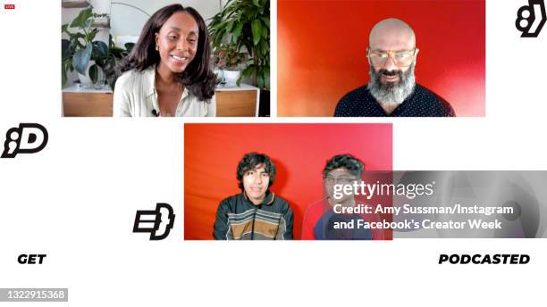 In this screengrab, Brooke DeVard Ozaydinli, Courtney W. Holt, Thomas Pham, and Gail Aitor speak during Instagram and Facebook's Creator Week on June...