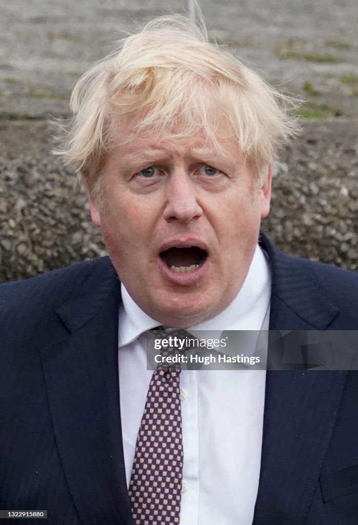 Boris Johnson Visits Falmouth Before G7 Summit Begins On Friday