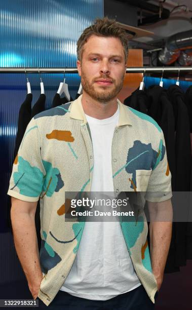 Rick Edwards attends the launch of new Champion x Percival collection at pop-up Percival store in Soho on June 10, 2021 in London, England.