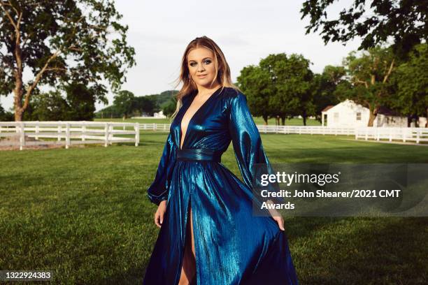 In this image released on June 10th 2021, Kelsea Ballerini poses for the 2021 CMT Music Awards at the Park at Harlinsdale Farm in Franklin, Tennessee...