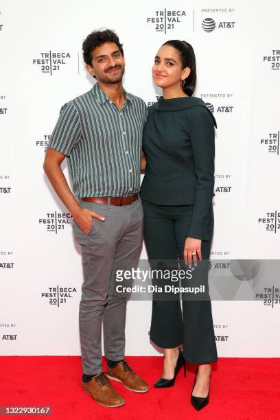Karan Soni and Geraldine Viswanathan attend the 2021 Tribeca Festival Premiere of "7 Days" at Brooklyn Commons at MetroTech on June 10, 2021 in New...
