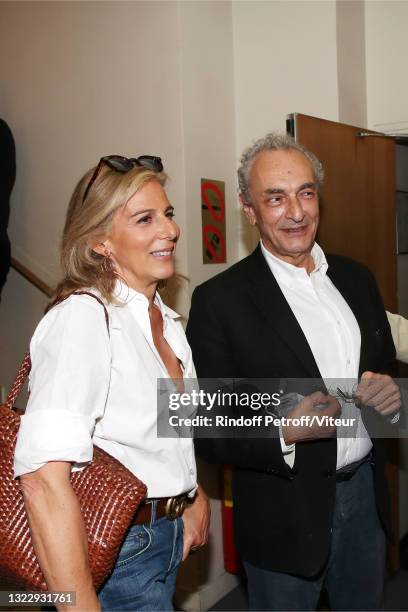 Anne Fulda and Georges Marc Benhamou attend the "Une Autre Idee Du Monde" Premiere At Cinema L'Arlequin on June 10, 2021 in Paris, France.