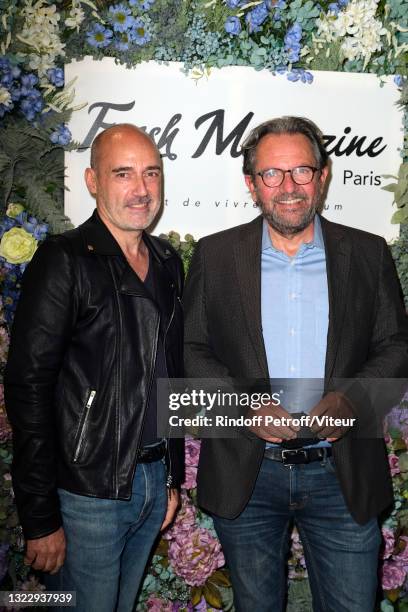Gilles Muzas and Frédéric Lefebvre attends the "Fresh Magazine" launch party on June 10, 2021 in Paris, France.
