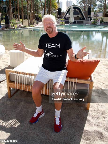 Sir Richard Branson attends the "Unstoppable Weekend" kick off event at Elia Beach Club at Virgin Hotels Las Vegas on June 10, 2021 in Las Vegas,...