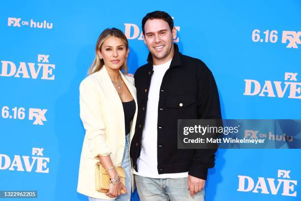 Yael Cohen Braun and Scooter Braun attend FXX, FX and Hulu's Season 2 Red Carpet Premiere Of "Dave" at The Greek Theatre on June 10, 2021 in Los...