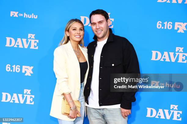 Yael Cohen Braun and Scooter Braun attend FXX, FX and Hulu's Season 2 Red Carpet Premiere Of "Dave" at The Greek Theatre on June 10, 2021 in Los...