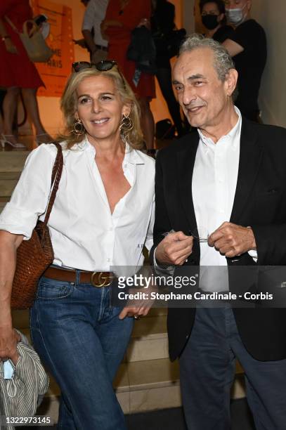 Anne Fulda and Georges Marc Benhamou attend the "Une Autre Idee Du Monde" Premiere At Cinema L'Arlequin on June 10, 2021 in Paris, France.