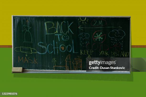 keep your distance - back to school covid stock illustrations