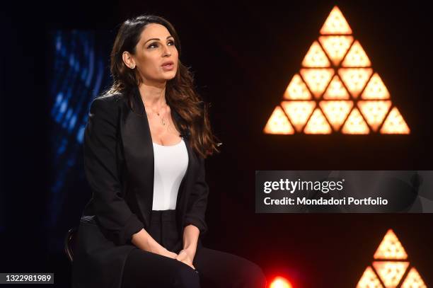 Italian singer Anna Tatangelo during the broadcast Belve. Rome , June 10th, 2021