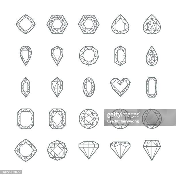 ilustrações de stock, clip art, desenhos animados e ícones de gem vector icons - diamante