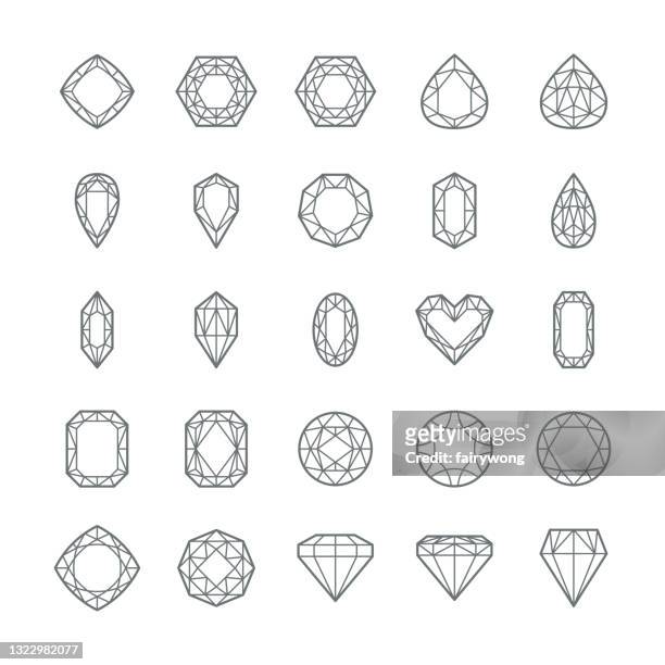 gem vector icons - diamond gemstone stock illustrations