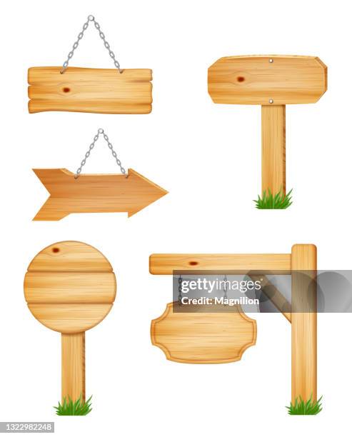 wooden directional signs and arrows - wooden sign post stock illustrations