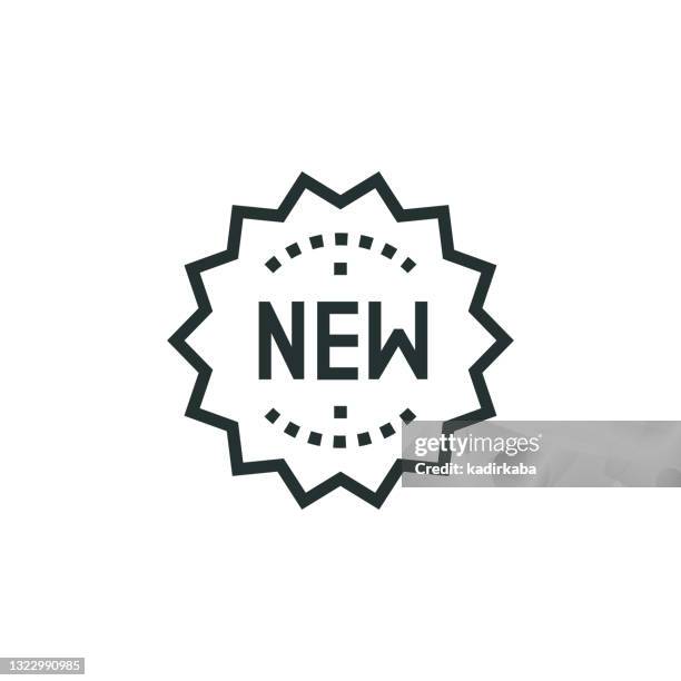 brand new label line icon - gift returns stock illustrations