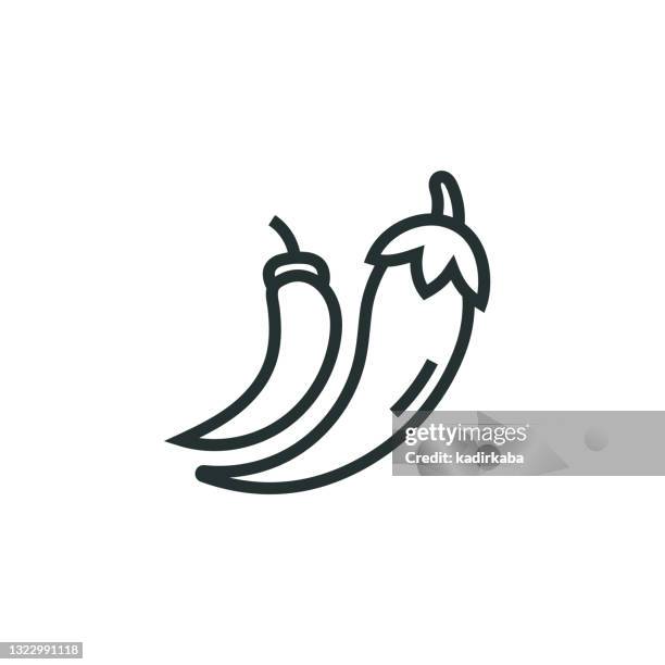 chili pepper line icon - ground ginger stock illustrations