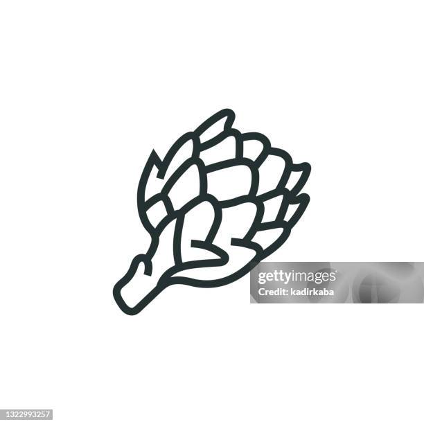 artichoke line icon - ground ginger stock illustrations