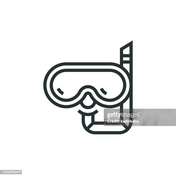 tauchmaske linie icon - snorkel stock-grafiken, -clipart, -cartoons und -symbole