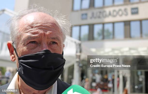 Former Economy Minister Rodrigo Rato responds to the media as he leaves the Plaza Castilla Courts, on 11 June, 2021 in Madrid, Spain. Rato has sat in...