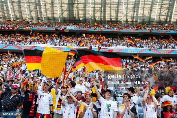 German fans before the FIFA World Cup round of 16 match between Germany and Sweden at the Allianz Arena on June 24, 2006 in Munich, Germany.