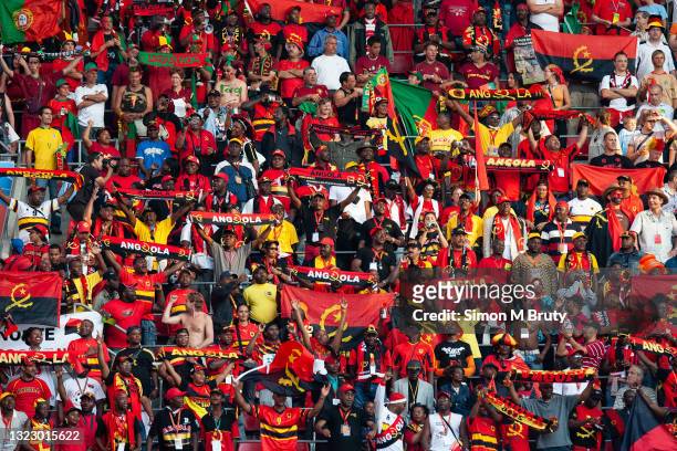 Angola fans before the start of the FIFA World Cup Group D match between Portugal and Angola at the Rhein Energie Stadium on June 11th, 2006 in...