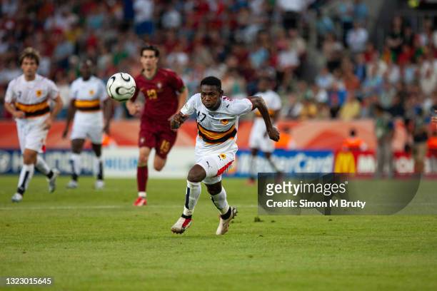 Ze Kalanga of Angola in action during the FIFA World Cup Group D match between Portugal and Angola at the Rhein Energie Stadium on June 11th, 2006 in...