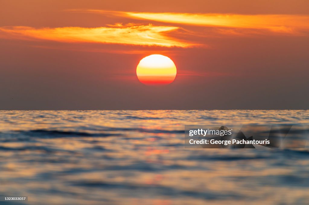 Large sunset over the sea