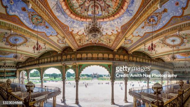 inside the beautiful royal mysore palace, mysore, karnataka, india - bangalore city stock pictures, royalty-free photos & images
