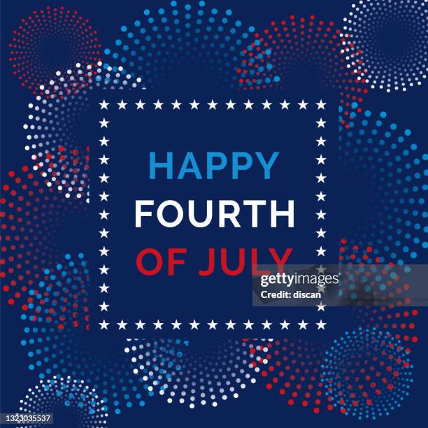 fourth of july greeting card with fireworks. - circa 4th century stock illustrations