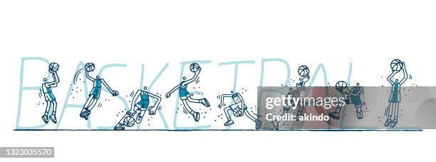basketball players set - slam dunk stock illustrations