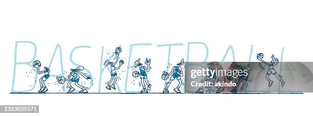 basketball players set - slam dunk stock illustrations