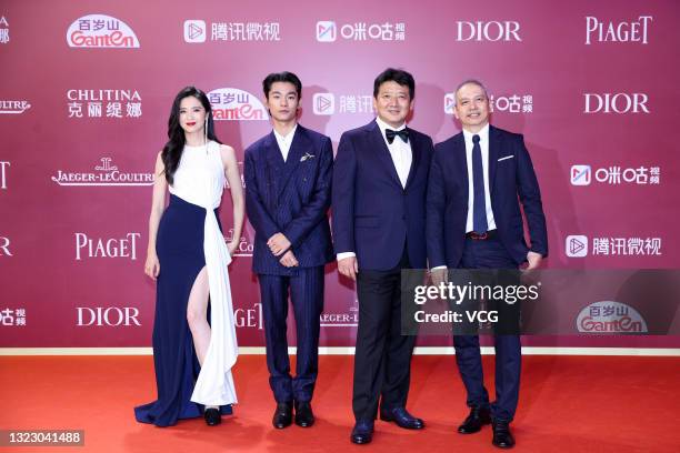 Actress Gong Beibi, actors Zhang Youhao, Wang Yanhui and director Chiu Keng Guan attend opening ceremony of the 24th Shanghai International Film...