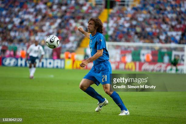 Andrea Pirlo of Italy in action during the FIFA World Cup Group E match between Italy and USA at the Fritz-Walter Stadium on June 17th, 2006 in...