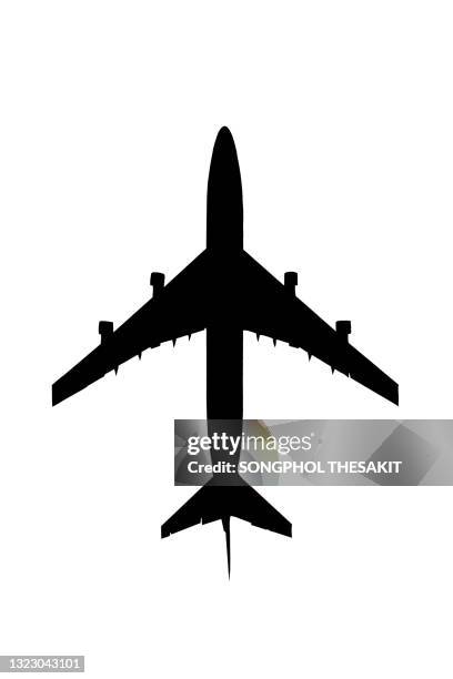 airplane silhouette on a white background/clipping paths - shadow imagens e fotografias de stock