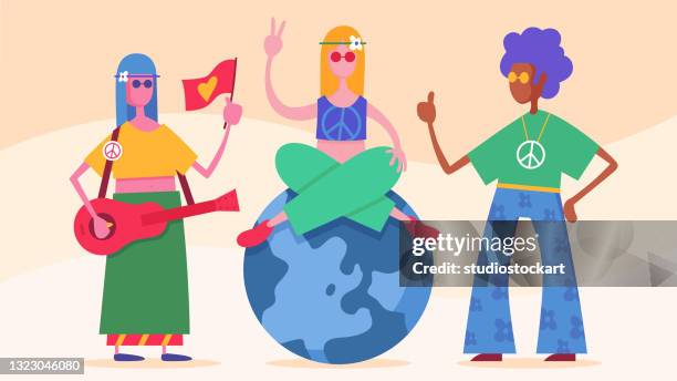 hippie people - hippie stock illustrations