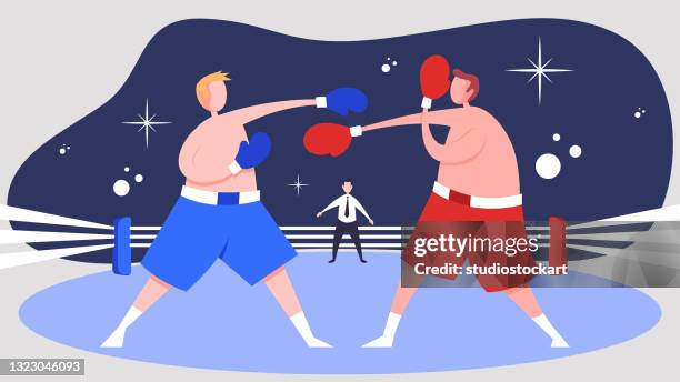 stockillustraties, clipart, cartoons en iconen met boxers in actie - mixed martial arts