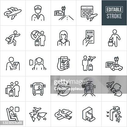 Air Travel Thin Line Icons - Editable Stroke Air Travel Thin Line Icons - Editable Stroke