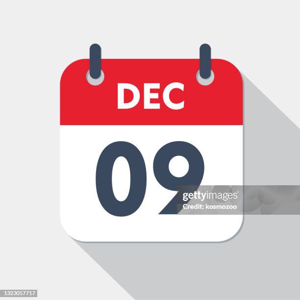 illustrations, cliparts, dessins animés et icônes de icône du calendrier quotidien - 9 décembre - décembre