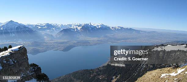 lake thun - lago thun fotografías e imágenes de stock