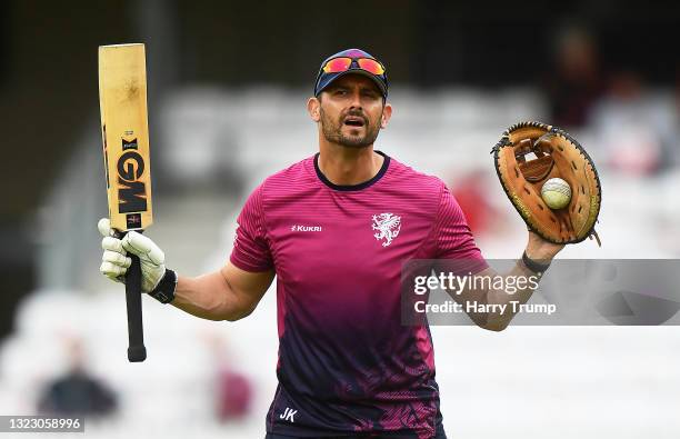 Jason Kerr, Head Coach of Somerset looks on ahead of the Vitality T20 Blast match between Somerset and Surrey at The Cooper Associates County Ground...