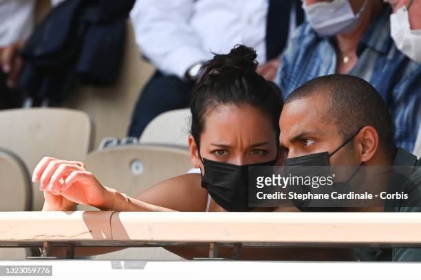 Tony Parker and Alizé Lim attend the French Open 2021 at Roland Garros on June 11, 2021 in Paris, France.