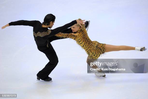 Kaitlyn Weaver and Andrew Poje of Canada perform in the Ice Dance during day one of the ISU Grand Prix of Figure Skating NHK Trophy at Makomanai...